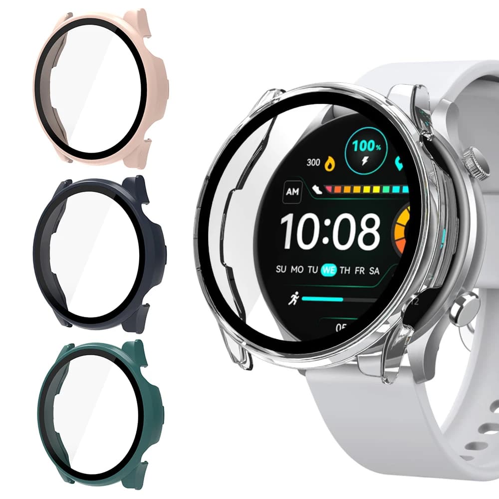 Custodia protettiva per smartwatch con pellicola protettiva in vetro per schermo con bordo rigido per Haylou Solar Plus RT3 LS16 Smart Watch