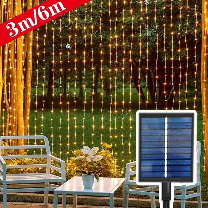 6M/3M tenda a energia solare per esterni LED Light String Fairy Holiday Garland Lamp per la decorazione del giardino della festa nuziale di natale