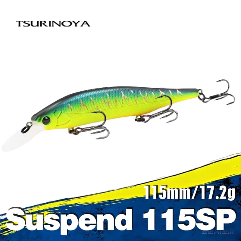 TSURINOYA 115SP Sospensione Minnow Jerkbait AURORA 115mm 17.2g Sistema di peso artificiale Esche dure Wobbler a lancio lungo