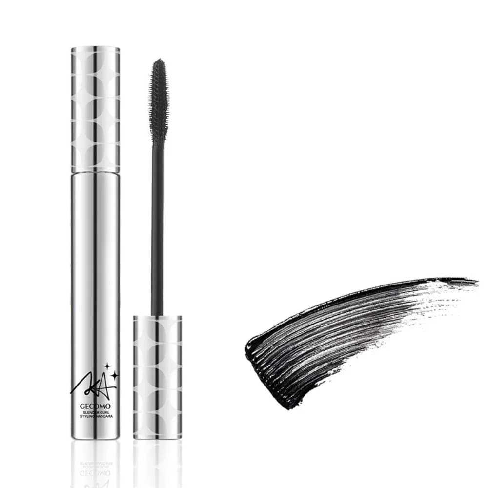 Nuovo Mascara Impermeabile con Spazzolina Fine, Asciugatura Rapida, Base per Ciglia, Effetto Curvatura e Volume, Anti-sbavatura, Tubetto Piccolo Argento, per Donne