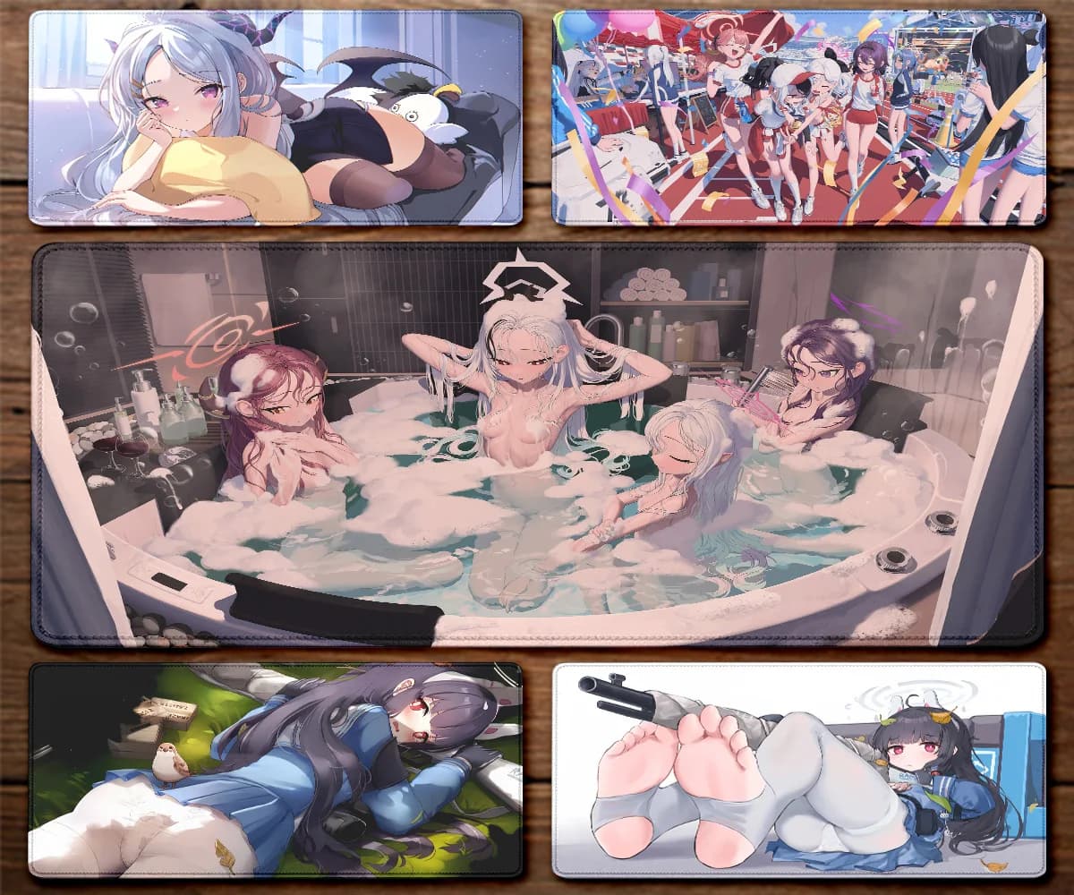 Game Girl Blue Archive Mousepad teclado mat for Mouse rubber table mat print accessories Pad for high definition keyboard XXL
