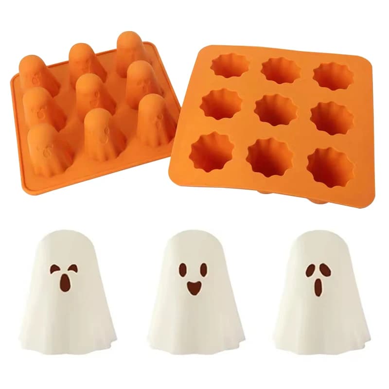 Stampo per fantasma riutilizzabile Stampo per cioccolato in silicone Stampo per cottura fantasma di Halloween fatto in casa per gelatina di caramelle gommose Facile da pulire