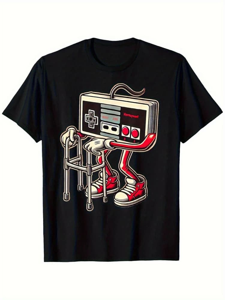 Retro Gaming-Vintage NES/Famicom Controller Graphic design-100% cotton O-neck short sleeve casual printed men's T-shirt.