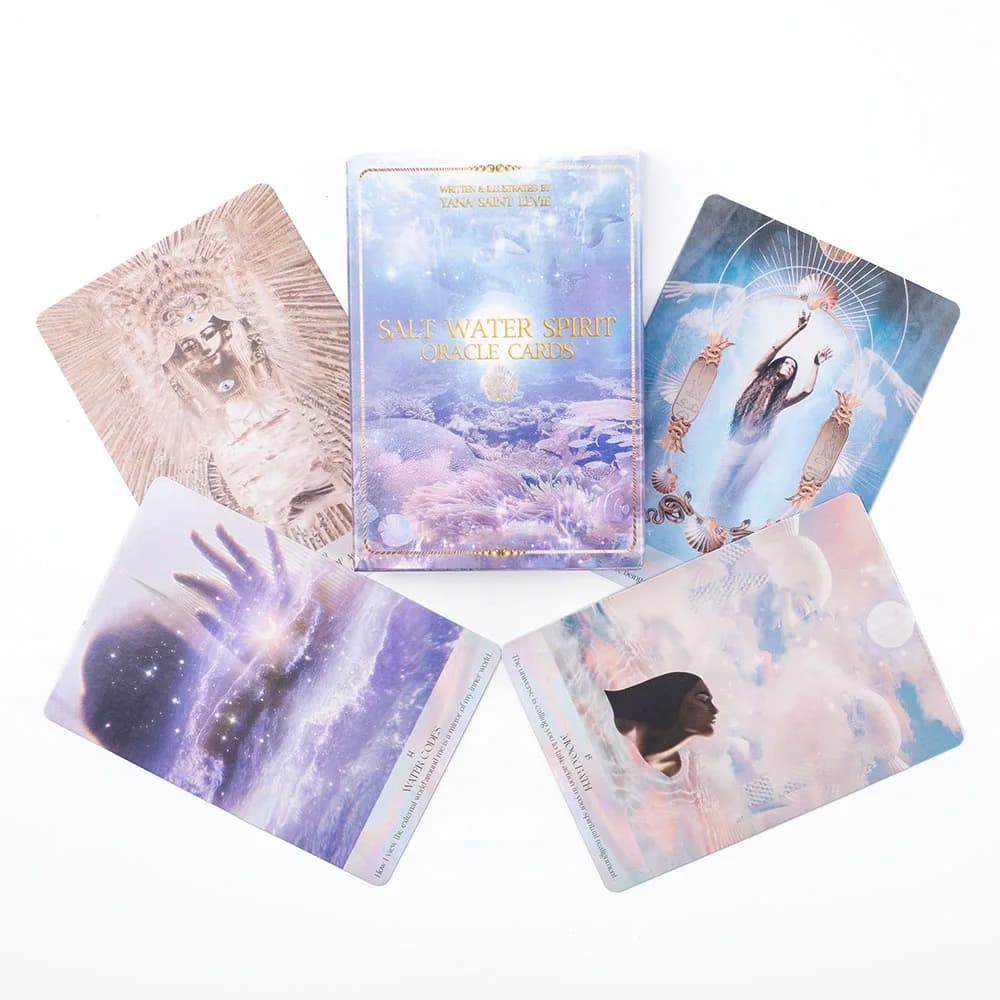 Carte Oracolo Spirituali dell'Acqua Salata, Edizione Inglese per Divinazione, Mazzo di Carte da Gioco 10,3*7,3cm