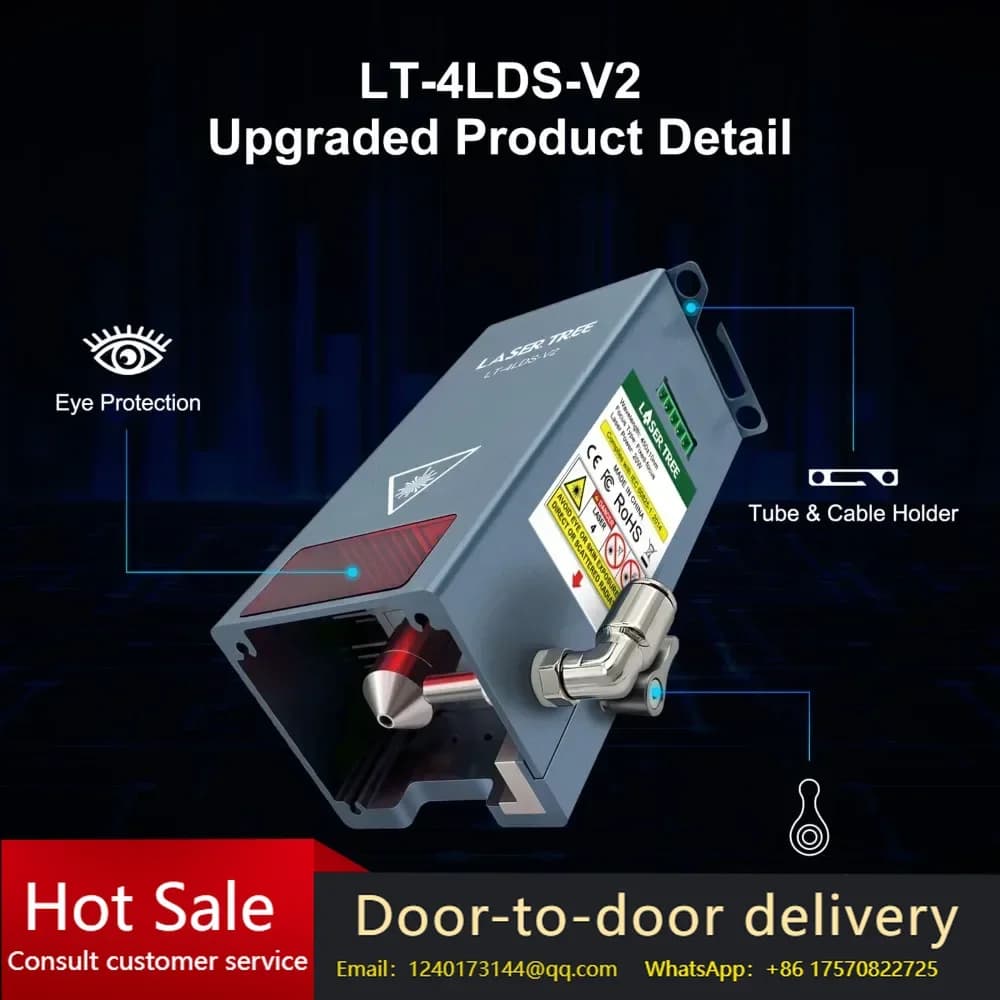 LASER TREE 4LDS-V2 20W Optical Power Laser Engraving Module with Air Assist Blue Laser Cutting Head for Plywood, Acrylic