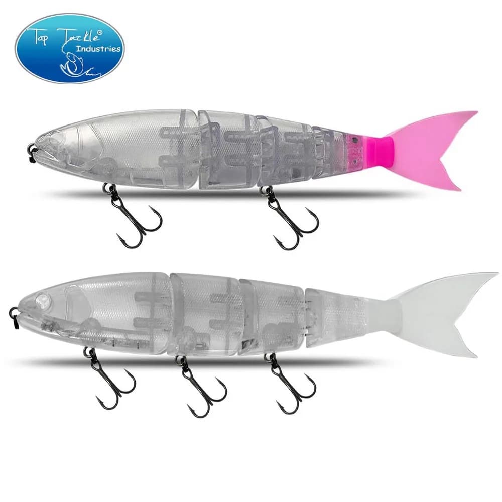 Esca snodata fai da te Swimbait non verniciata 245/300mm esca da pesca galleggiante/affondante con coda morbida esca dura artificiale in plastica ABS