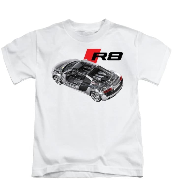 T-shirt da uomo in cotone Audi r8 sportiva trasparente con stampa auto abbigliamento casual estivo 2025 estate