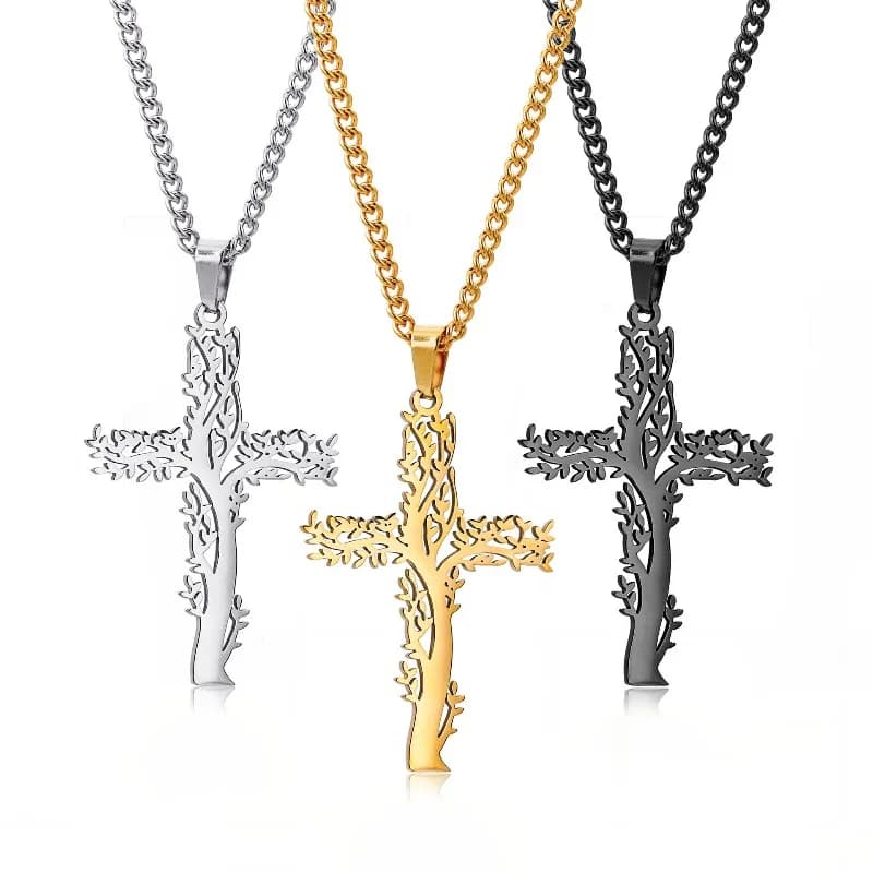Stainless Steel Life Tree Necklace for Men and Women, Titanium Custom Steel Pendant