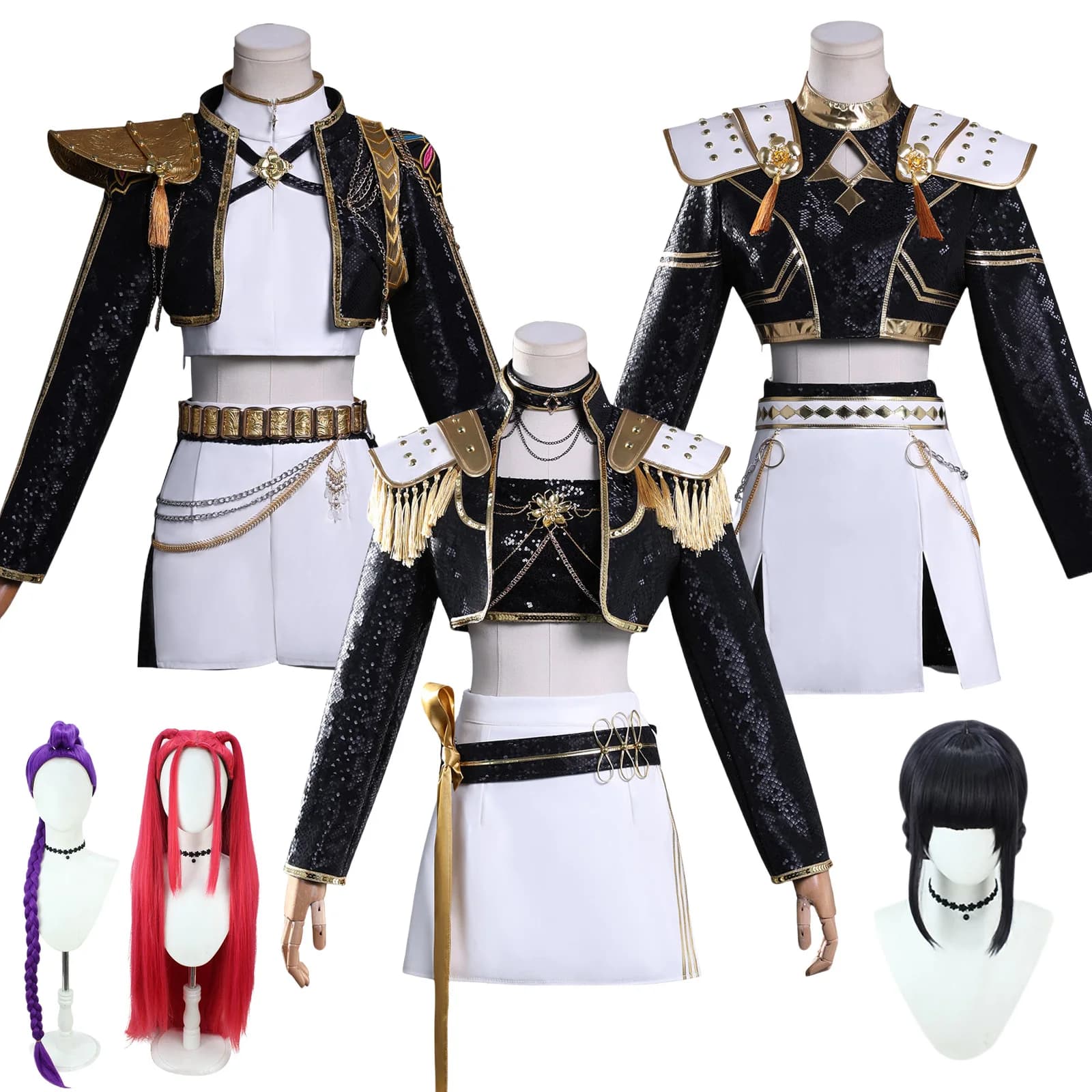 Rumi Zoey Mira Cosplay KPop Demon Hunters Costume Cosplay Nuovo vestito nero dorato Parrucca Ragazze Halloween Party Giochi di ruolo Abiti