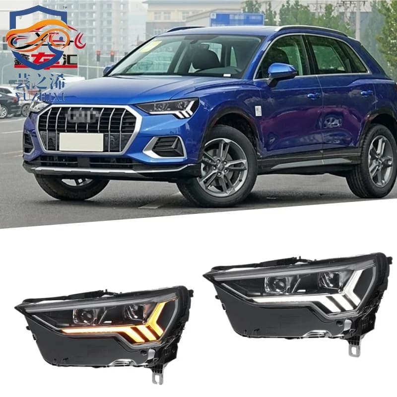 Kit di aggiornamento fari XCH per Audi Q3 2019-2024 con luci diurne a LED di alta gamma e fari a proiettore.