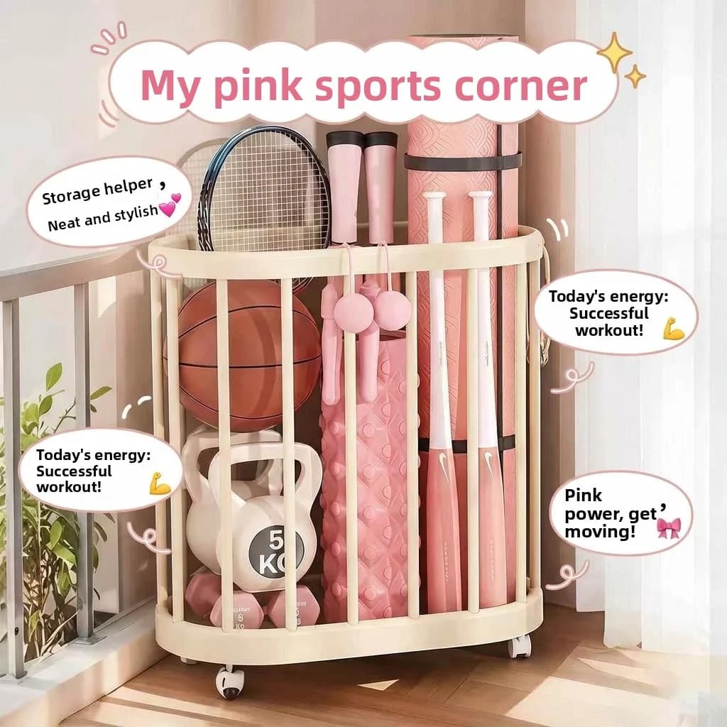 Cesto portaoggetti semplice per tappetini yoga, organizer per attrezzature fitness, cesto portabiancheria sporca con ruote, soluzioni di archiviazione per la casa e la camera da letto