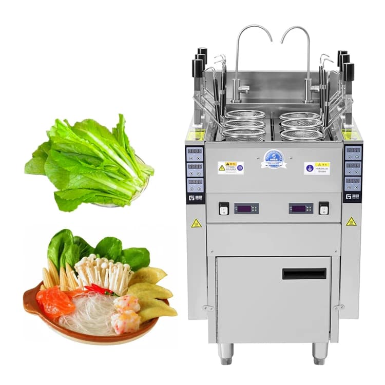 Automatic Lift Hotel 2 Tanks 6 Baskets Commercial Pasta Noodle Cooking Boiling Machine Electric Gas Pasta Boiler Noodle Cooker