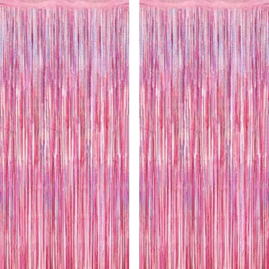2 Pack Backdrop, 3.28 Feet x 7.05 Feet Birthday Party Decorations, Laser Fringe Curtains Foil Streamer Tinsel, Curtains Photo B