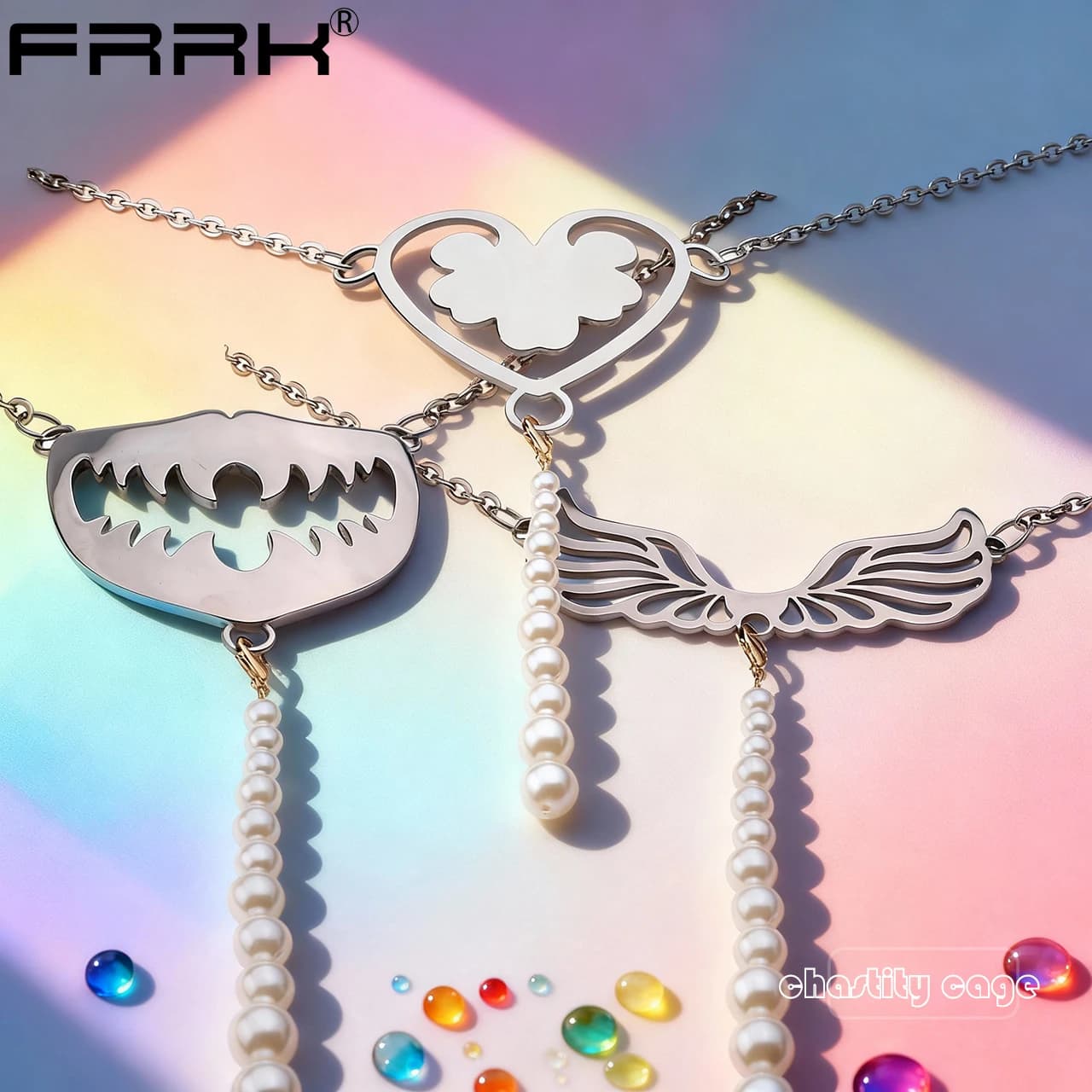 FRRK Dispositivo di castità femminile in metallo Fetish Panty Catena in vita per giochi sessuali Decorazione della fica Allure erotico Giocattoli adulti del sesso per donna