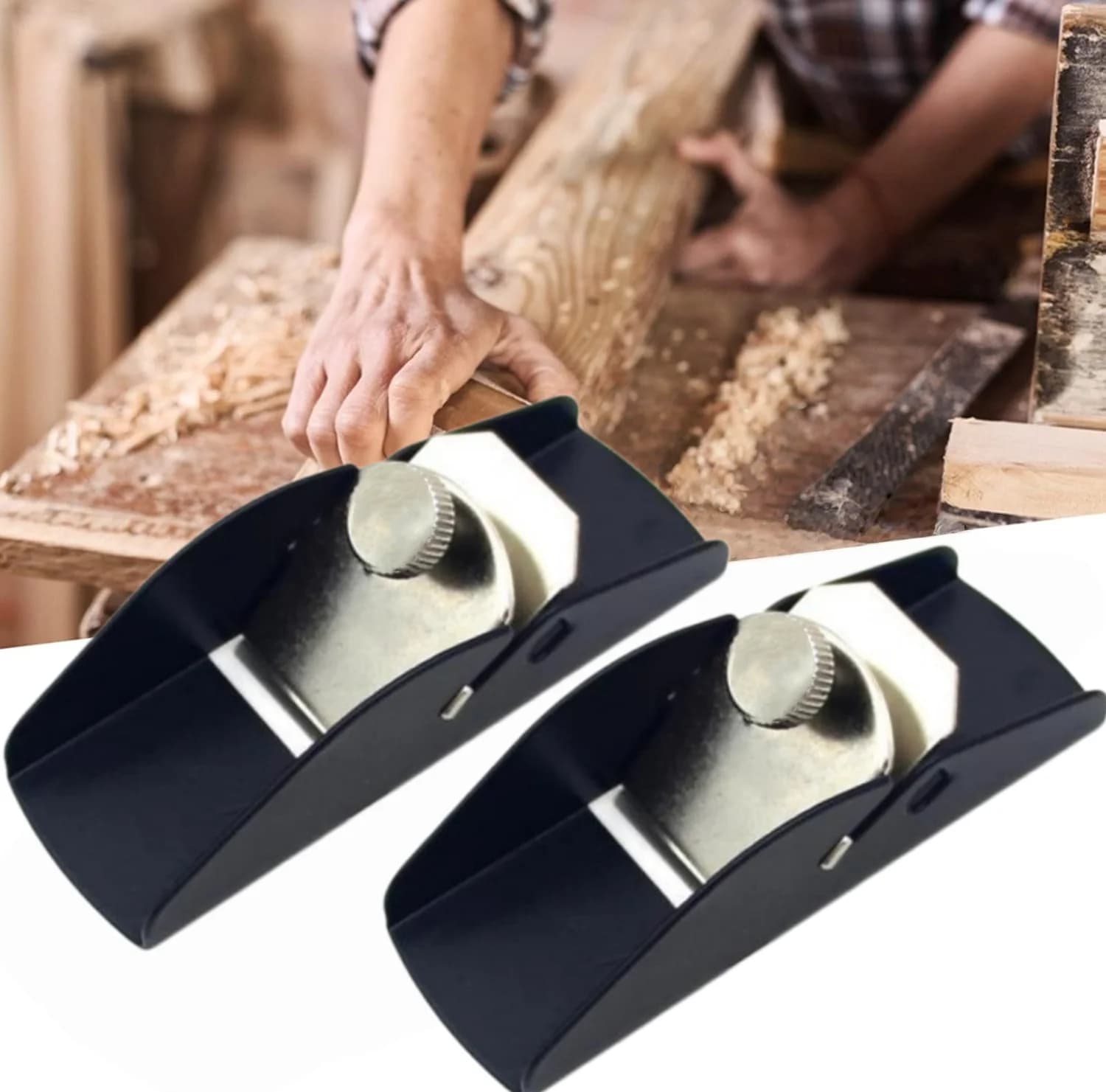 Set di 2 Mini Pialle Manuali, Utensile per Falegnameria, per Lavorazione del Legno Fai-da-Te, Rifinitura Bordi, Levigatura