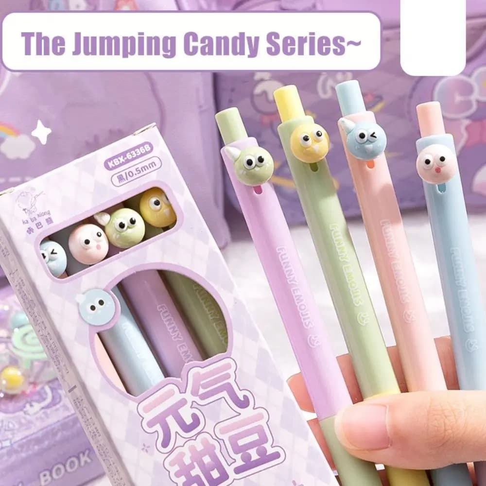 4 Pz/scatola 0.5mm Penna Gel Inchiostro Nero Jumping Candy Serie Penna Neutra Ad Asciugatura Rapida Presse Utilizzando Ufficio Penna Firma Studenti