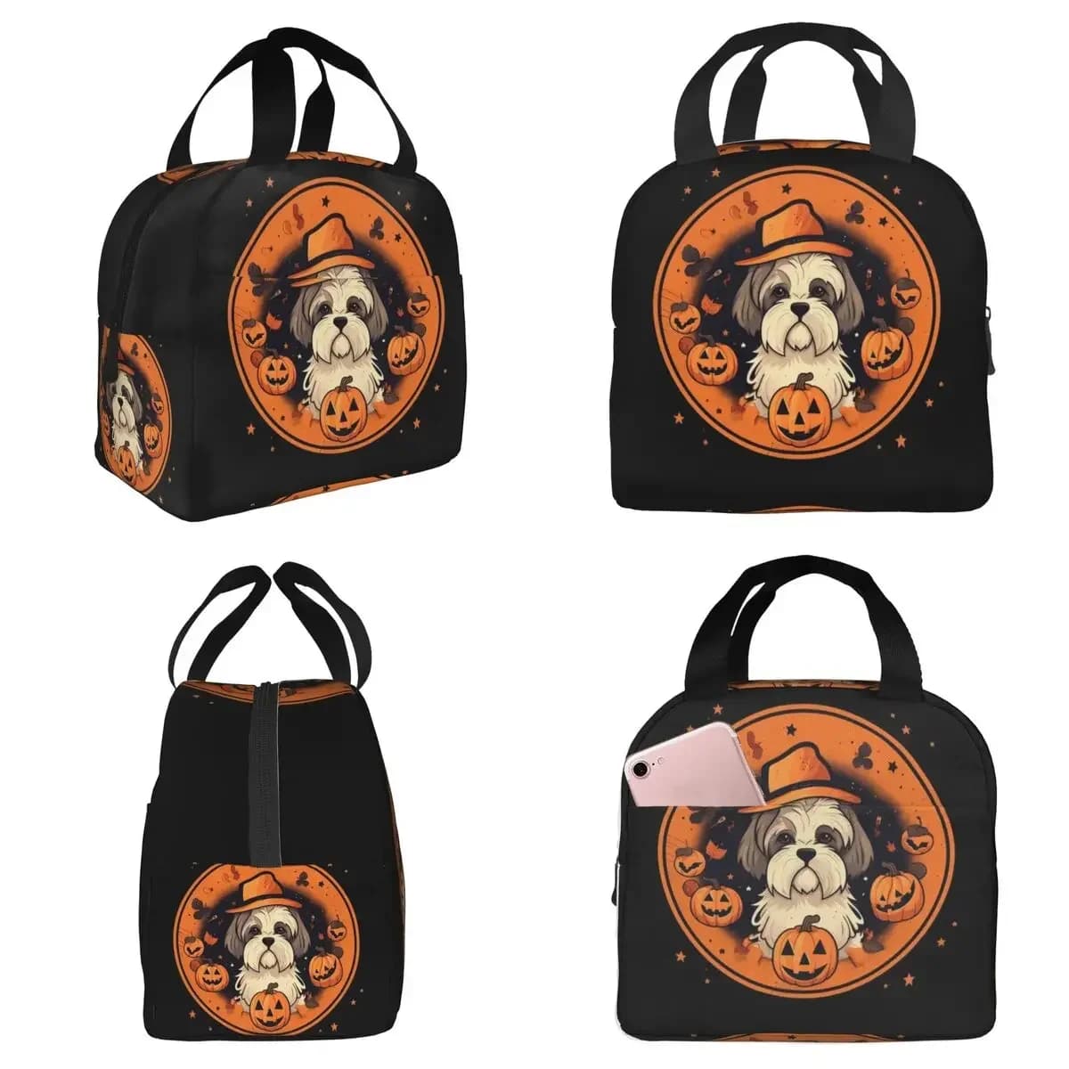 Shih Tzu Dog Halloween, Love Dogs 2 Insulated Lunch Bag for Women Office Cooler Thermal Food Box Tote Lunch Boxes Container