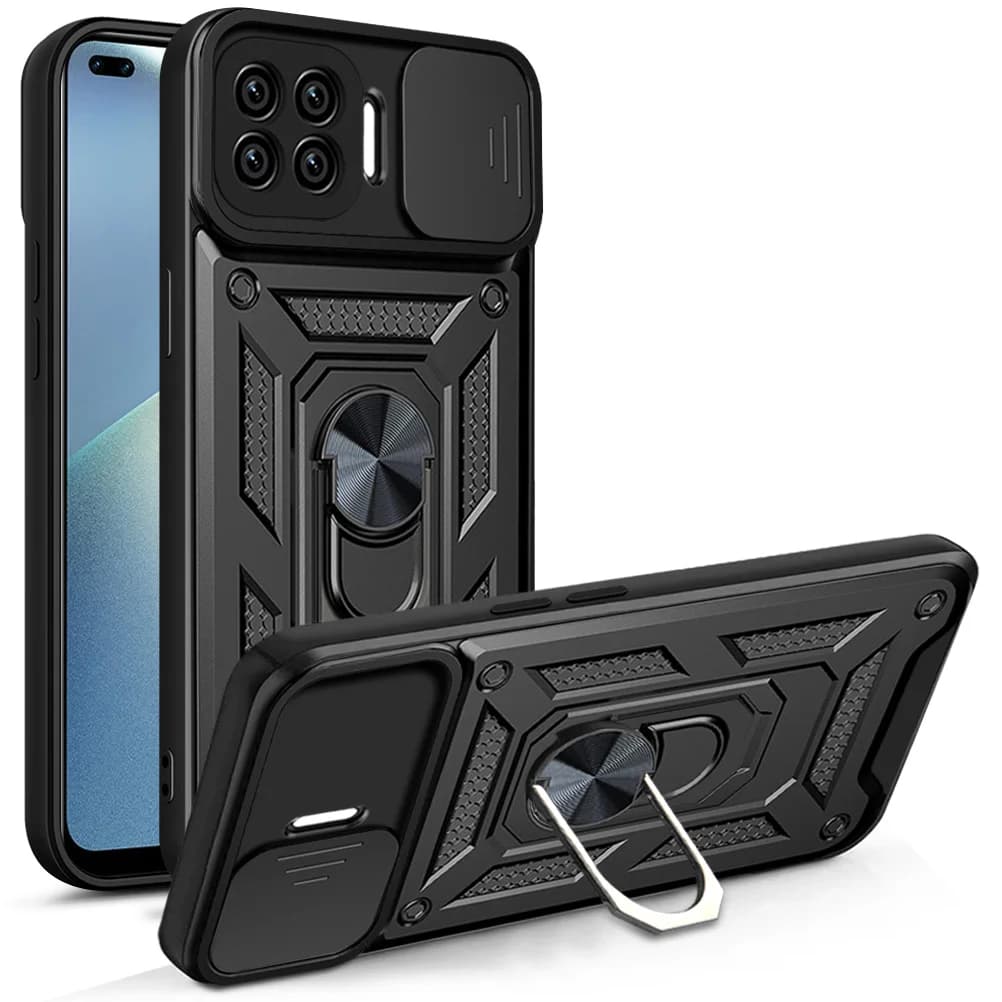 Case for Oppo Reno4 Lite, Cover for OPPO F17 Pro, Housing for Oppo A93 4G with Magnetic Ring, Camera Protection Swivel, Reinforced Rear Cover