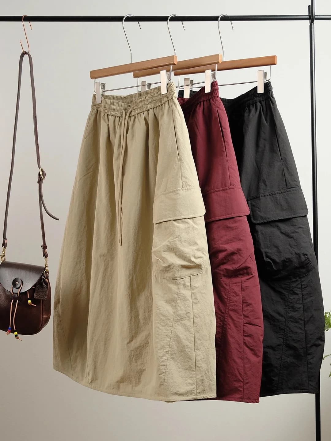 Korean Style Casual Cotton Blend Half-length Skirt Drawstring Elastic Waist Color Winter Artistic Fashion Women's Skirt