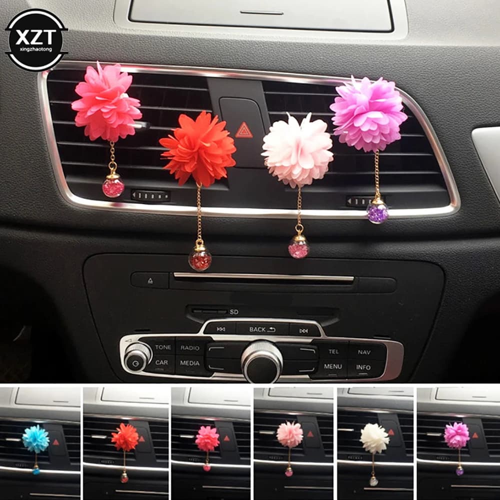 Lovely gift car scented air socket for car perfume deodorant for flowers diffuser camelia accessories for car deodorant for interior