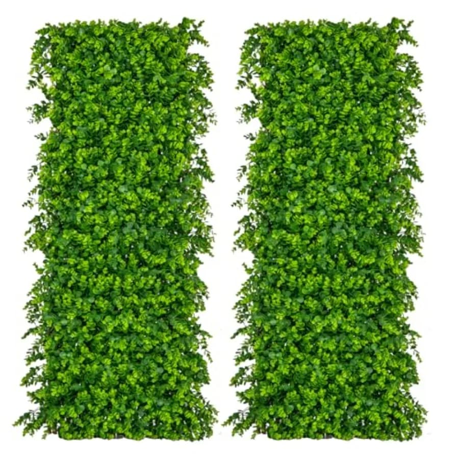 Pannello Decorativo Espandibile per Recinzione, Schermo Privacy in Finto Eucalipto Verde per Sfondo, Protezione Solare per Interni ed Esterni