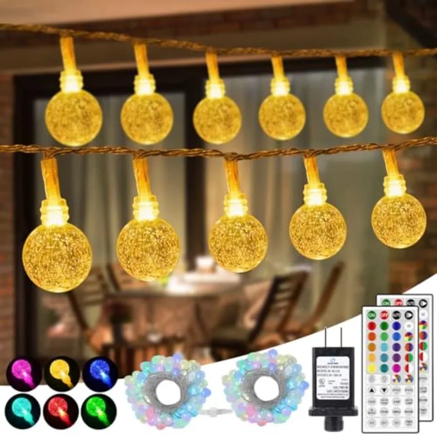 Luci a Sfera da Esterno Collegabili, 20 Metri 120 LED, Luci Decorative Impermeabili con Telecomando, 24 Colori