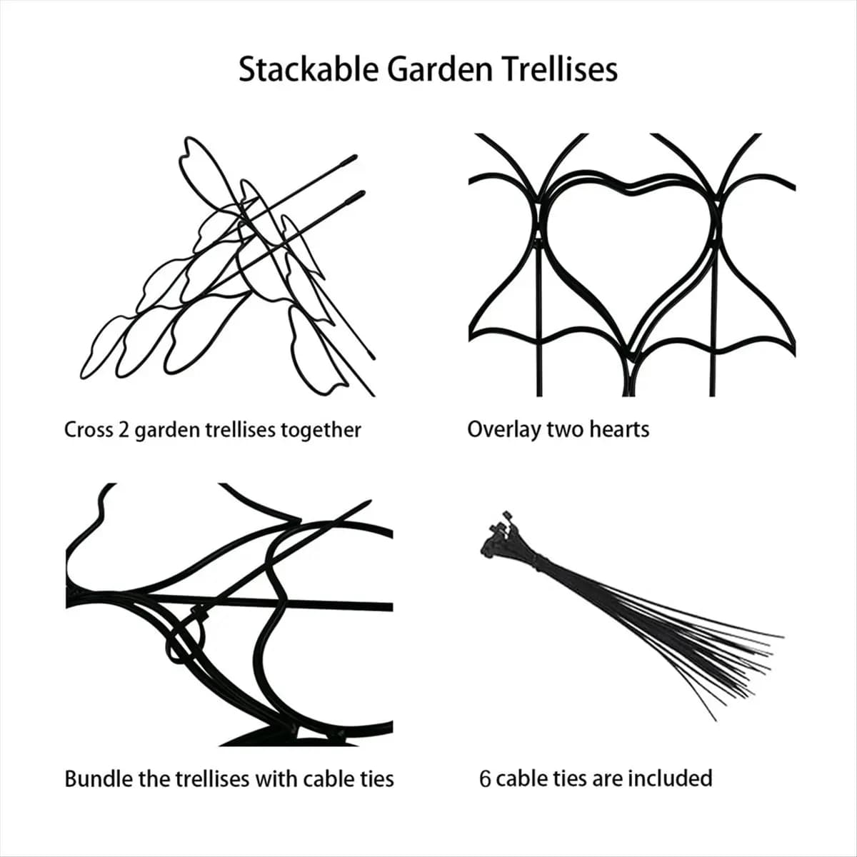 A24I Indoor Plant Trellis for Climbing Plants,Stackable Garden Trellis for Potted Plants, Small House Plant Trellis 3 Pack