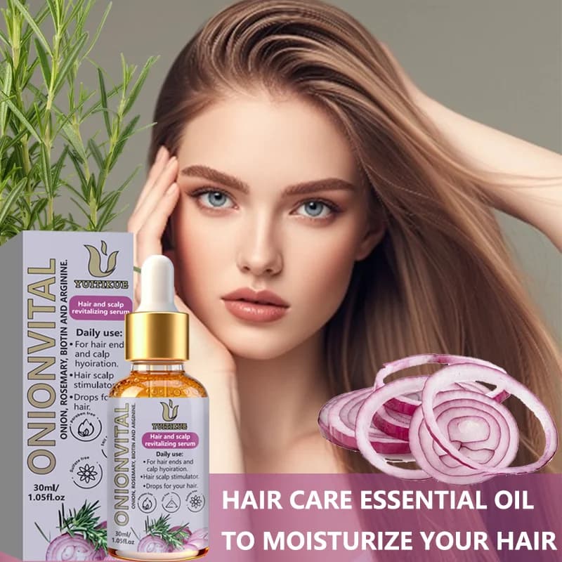 YUITIKUE Siero per Capelli alla Cipolla e Rosmarino, Rivitalizzante per il Cuoio Capelluto, Rinforza le Radici, Controlla l'Olio, Aggiunge Lucentezza, Liscia i Capelli Crespi