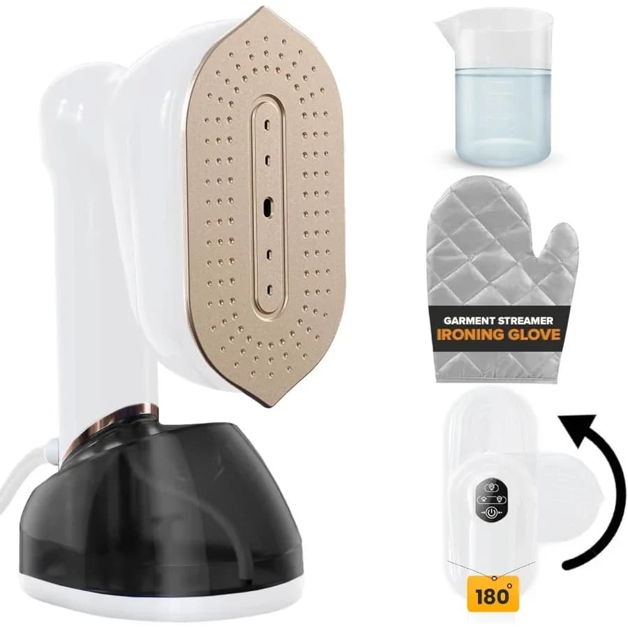 Humse Vaporiera portatile per vestiti Ferro da stiro a vapore da viaggio 2 in 1 per vestiti leggero con serbatoio dell'acqua da 230 ml Tempo di riscaldamento 20 secondi 10
