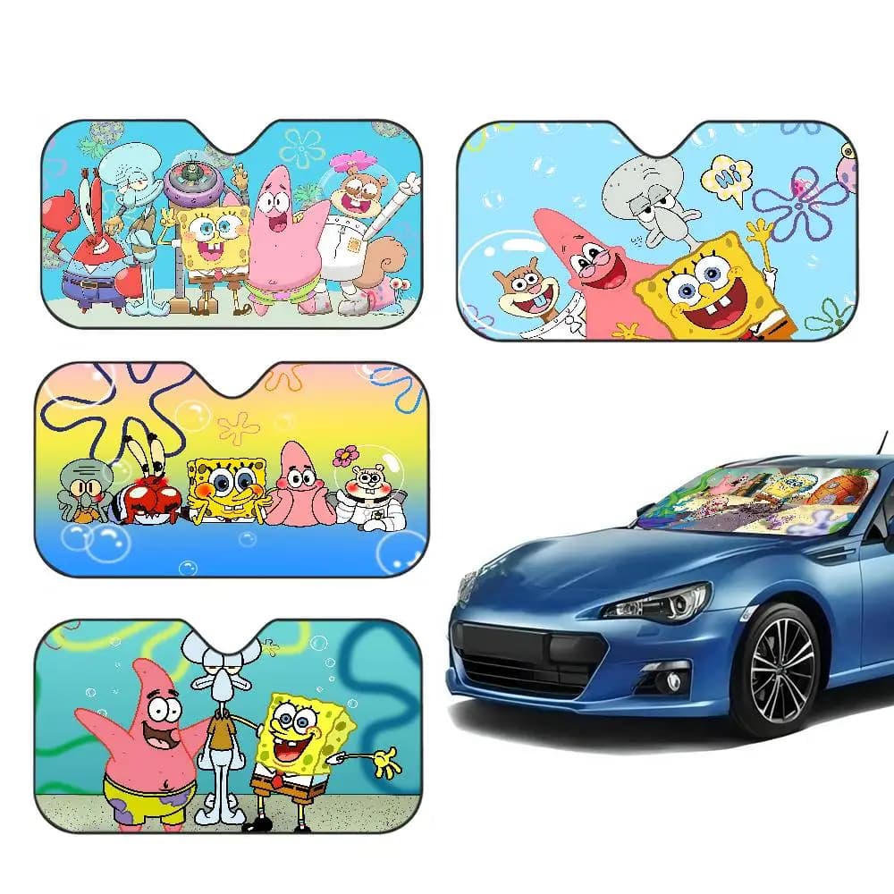 Parasole per Auto con Protezione Solare e Riscaldamento, Design Anime S-SpongeBobes, Copertura per Parabrezza e Finestrini Auto