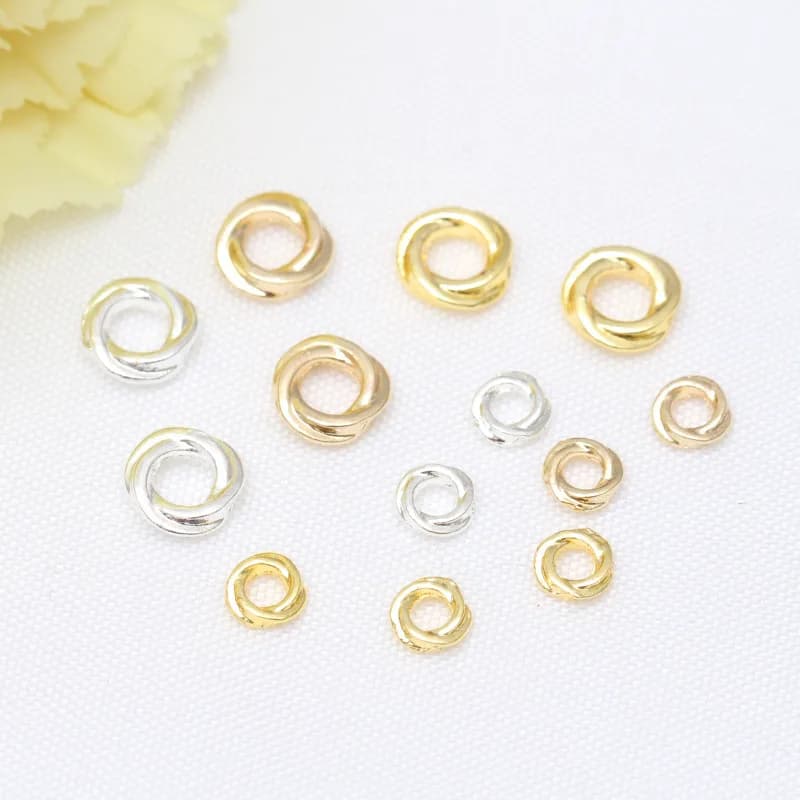 20 pezzi anello chiuso twist placcato oro 14 carati perline distanziatrici con foro grande anelli di salto rotondi per connettori terminali gioielli accessori per la produzione fai da te