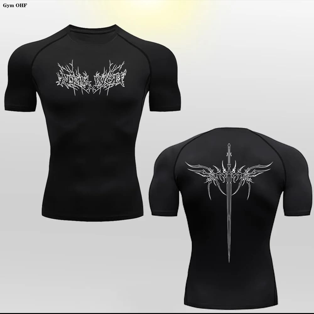 Maglietta a maniche corte Maglietta Compressio da uomo Maglia da boxe estiva Maglietta Rashguard da uomo Palestra Fitness Maglietta attillata ad asciugatura rapida Anime