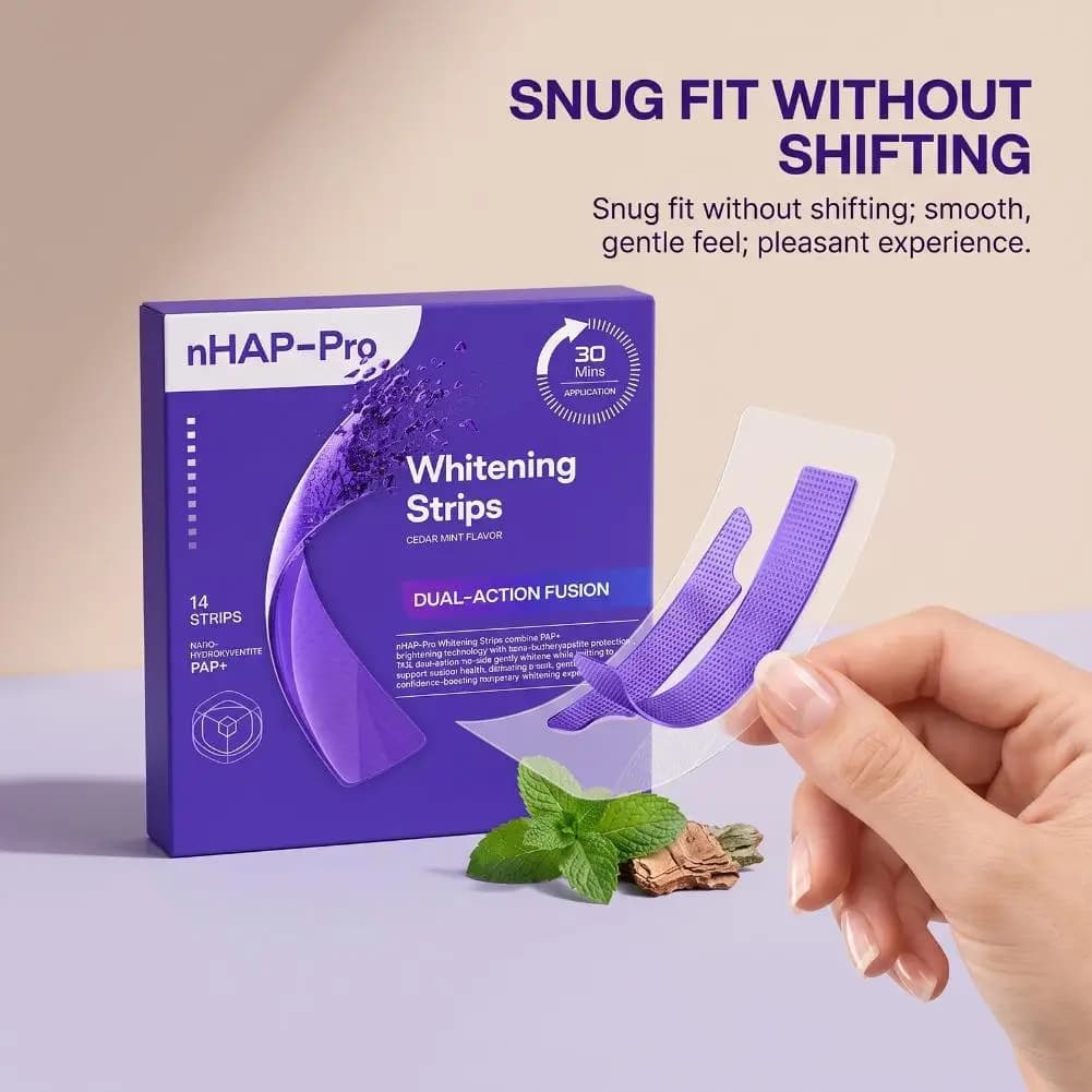 Teeth Whitening Strips with PAP+ & Nano‑Hydroxyapatite, Reduce Surface Stains, 30‑Minute Oral Care 14 Strips Enamel Teeth Care