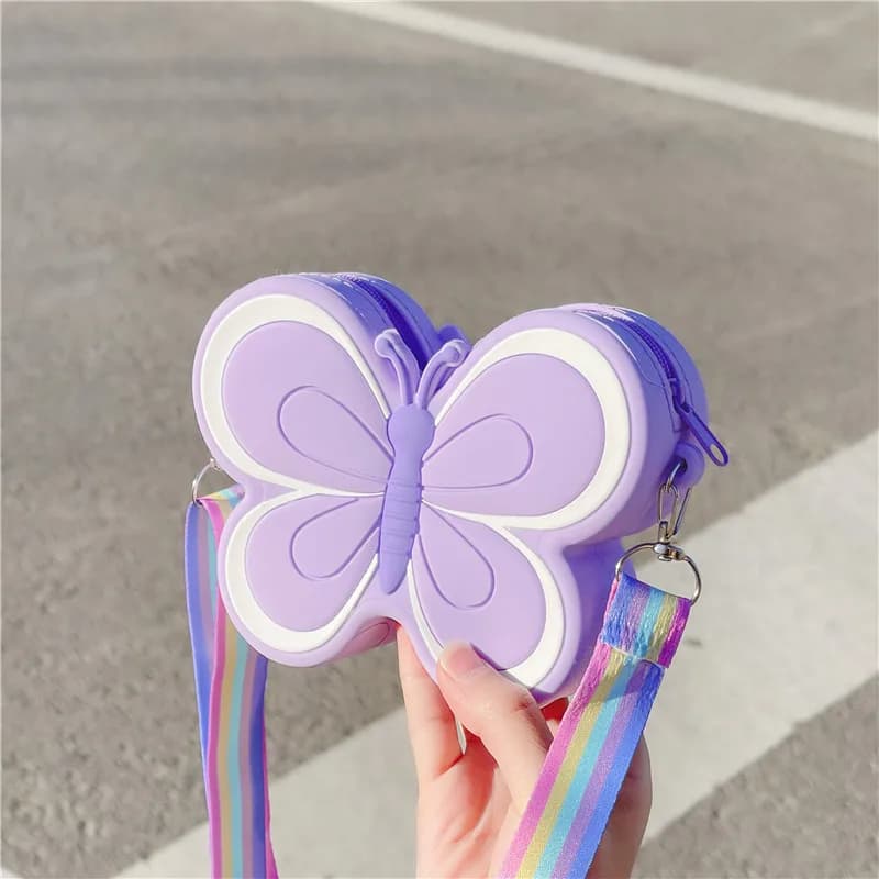 Cute Silica Gel Bow Mini Shoulder Bags for Kids Color Candy Newborn Bags Rainbow Strap Kids Crossbody Bag