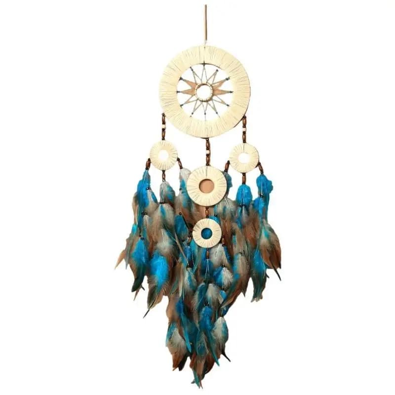 R9UF Ethnic Woven Dreamcatchers with Beaded Feathered Decorations Home Decors Wall Hangings Dreamcatchers Windchimes Ornament