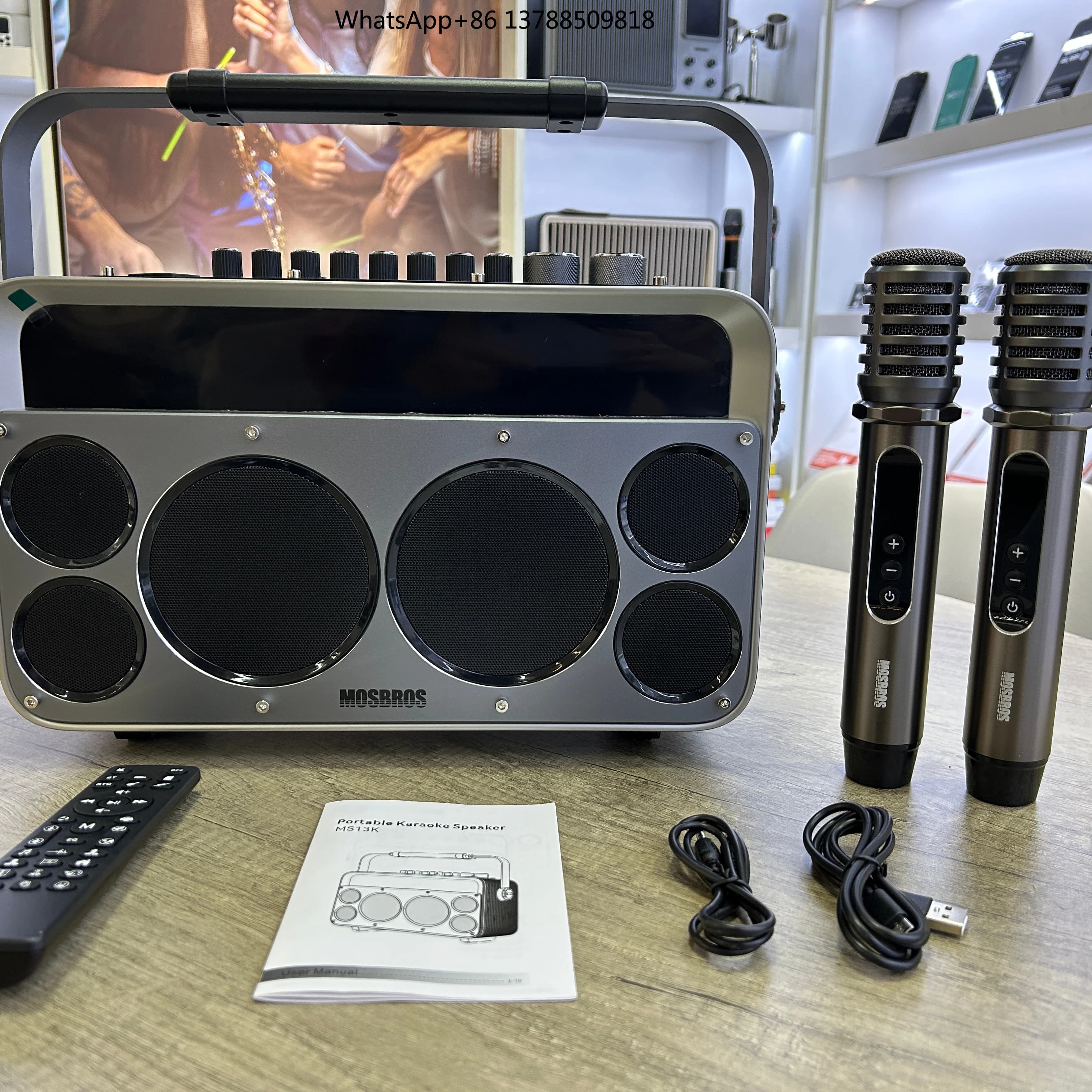 MOSBROS Karabass 15K Altoparlante Portatile Intelligente, Macchina per Karaoke, Lettore Audio Potente 150W, Altoparlante da Esterno con Microfono