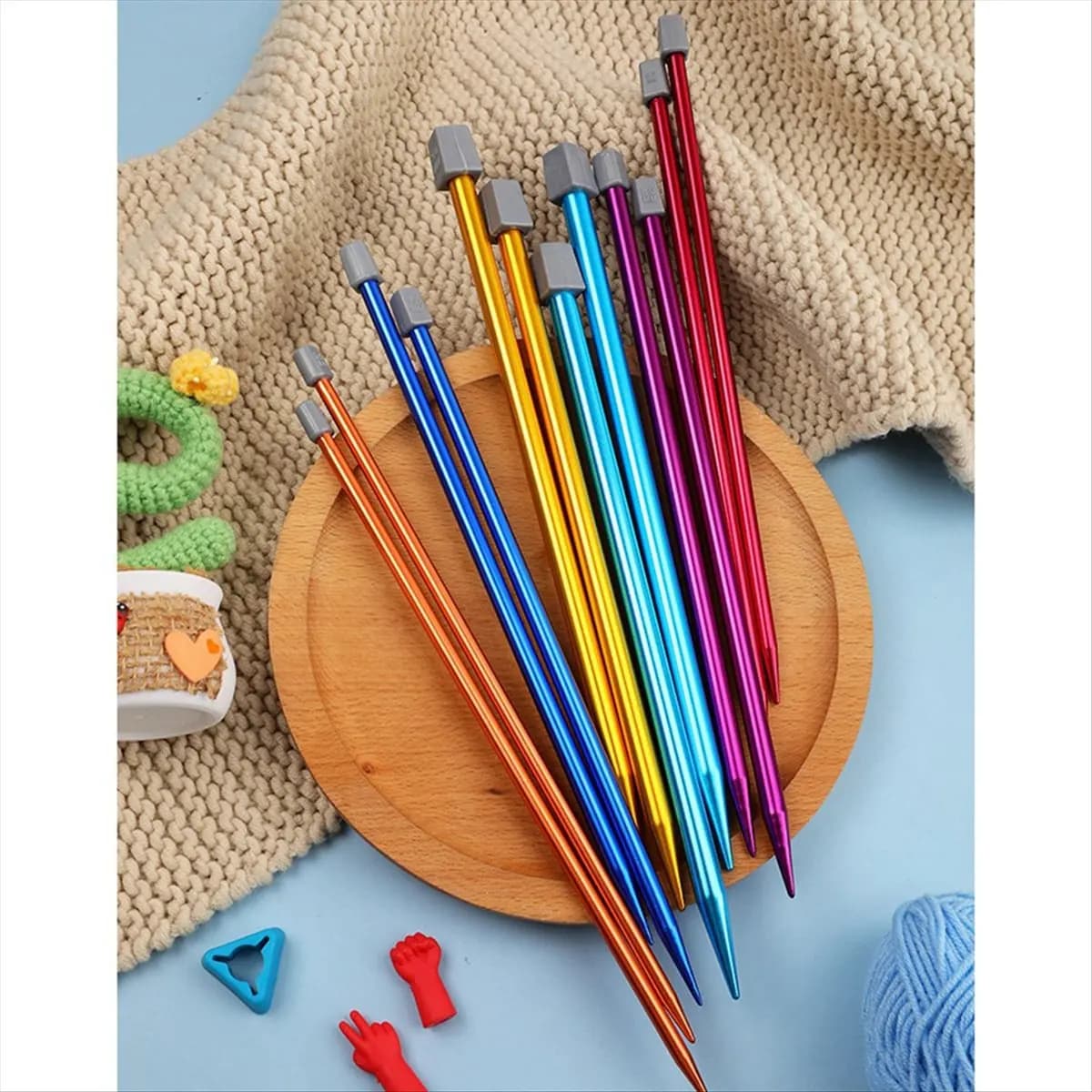 KSOL Set di 14 Ferri da Maglia in Acciaio Inossidabile, Ferri Appuntiti per Lavoro a Maglia e Uncinetto, Accessori per Principianti, Fatti a Mano (2-10mm) 35cm
