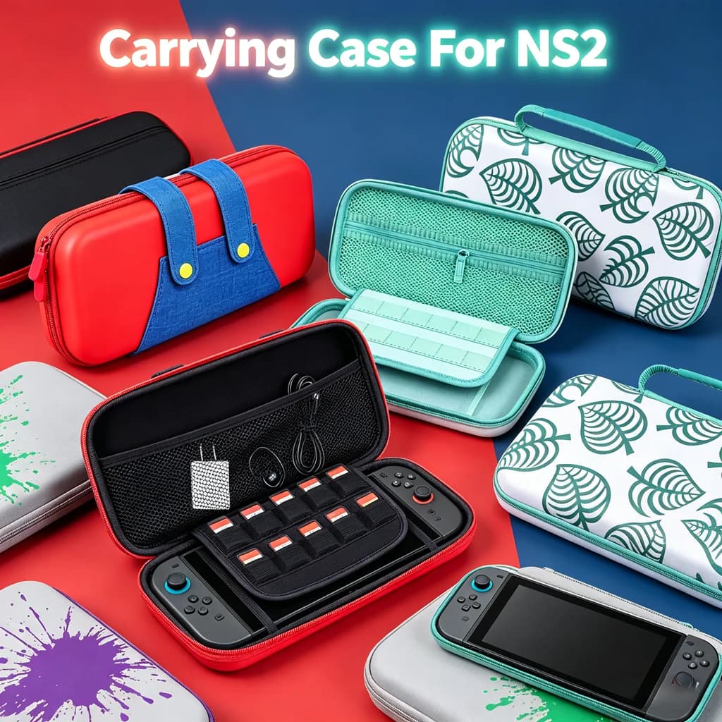 Custodia Rigida per Switch 2, Simpatica Borsa da Viaggio NS2 con 12 Slot per Schede di Gioco, Custodia Protettiva per Bambini e Giocatori