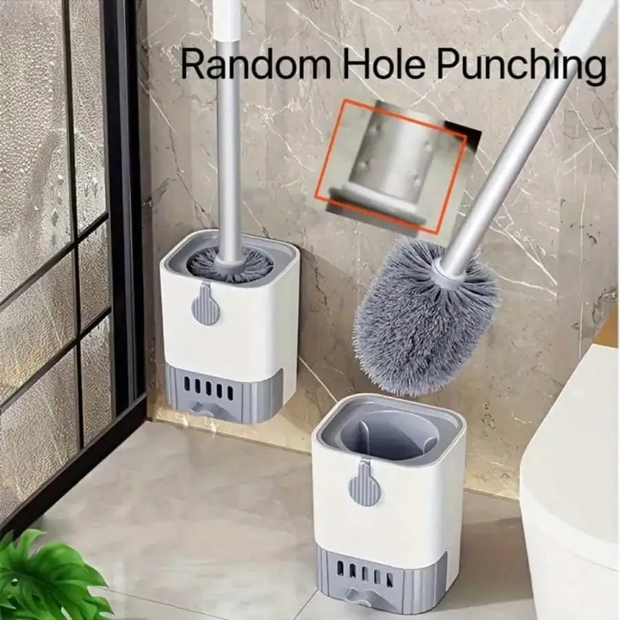 Wall Mounted Toilet Brush Set With Holder - Long Handle, Soft And Blind Spot Free Bathroom Cleaning Brush, Suitable For Hotel And Commercial Use Toilet Cleaner And Bathroom Cleaning Tool