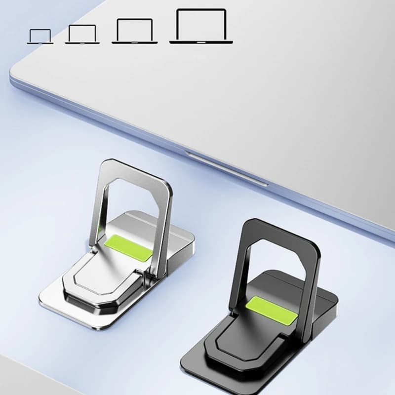Adhesive Laptop Stand, Foldable Hiddens Risers with Airflows Gaps, ABS Silicone Lift Pads, 2Pair Set for Desk Setups