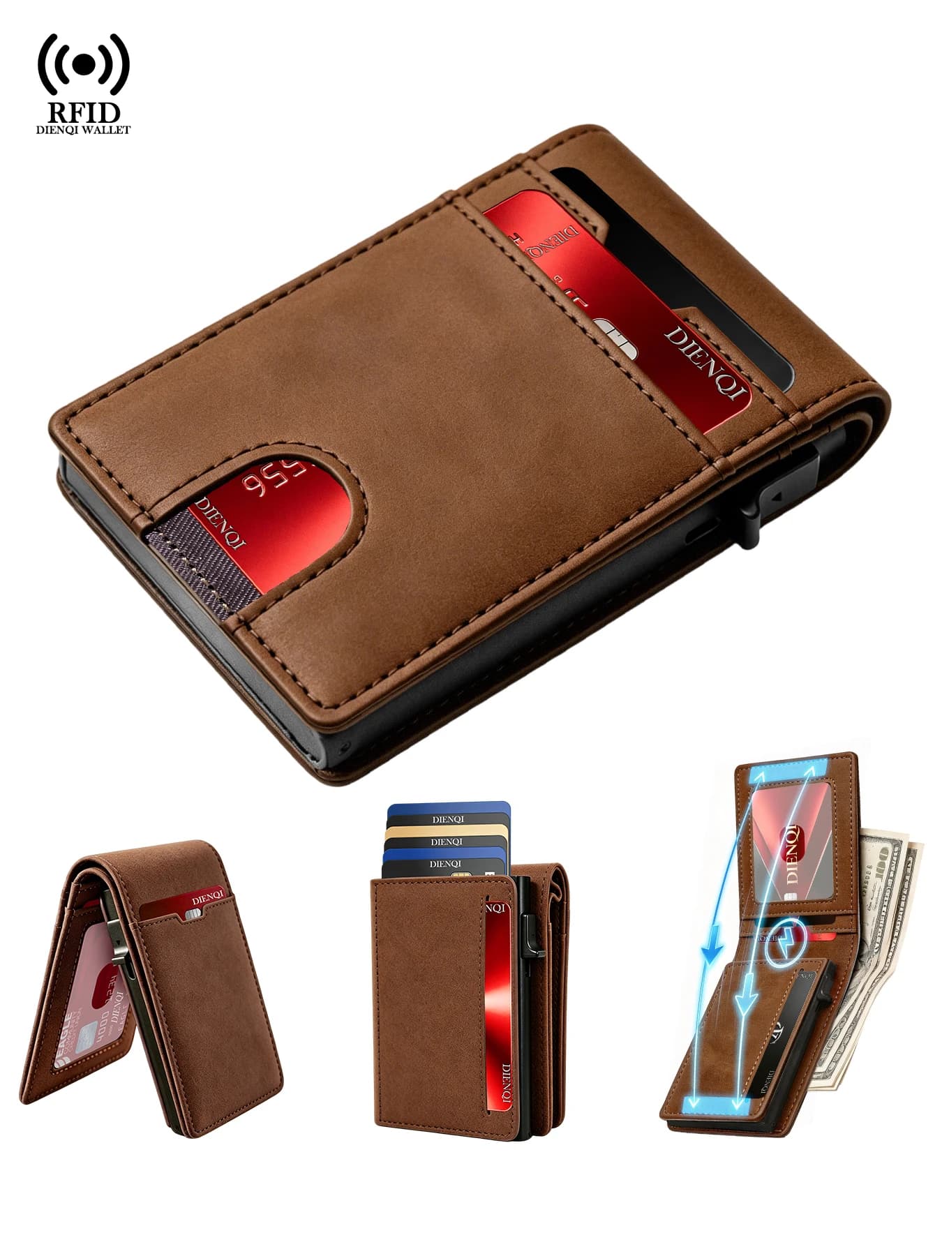Credit Card Holders Carbon Wallet Men Badge Holder Pop Up Metal Case Id Card Holder Passport Holder Minimalist Wallets for Women