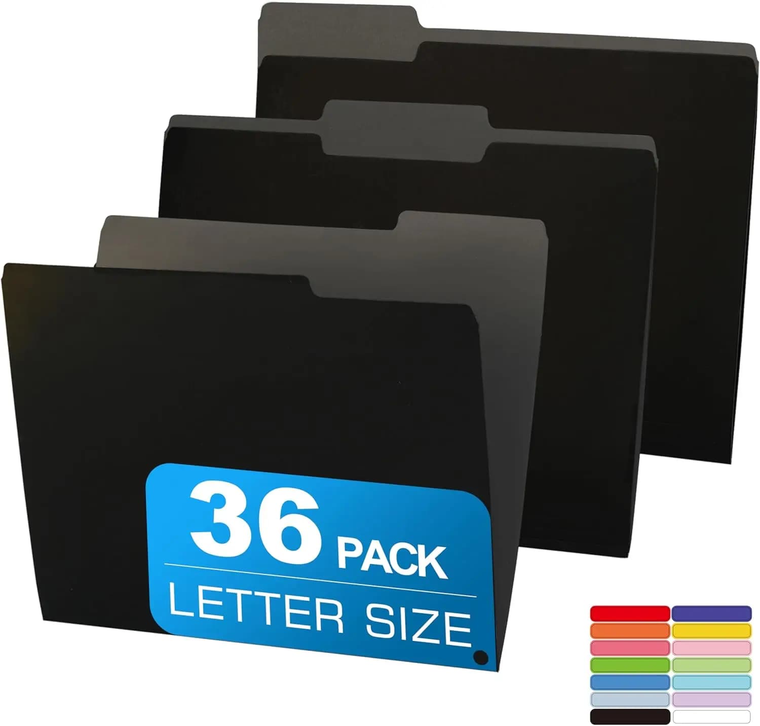 Confezione da 36 Cartelle Colorate Bicolore Formato Lettera 8.5x11 con Linguette Tagliate 1/3 per Organizzazione Ufficio, Scuola e Casa
