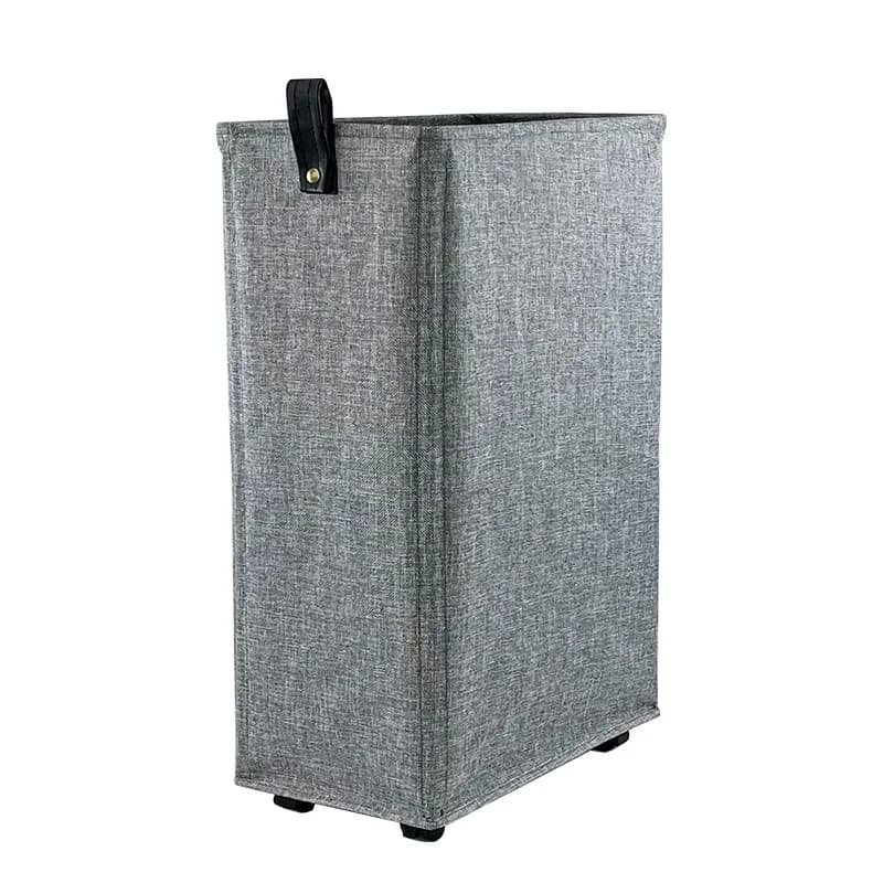 Basket for underwear, basket for dirty clothes in cotton and linen fabric with wheels, to store yoga mats, space saving