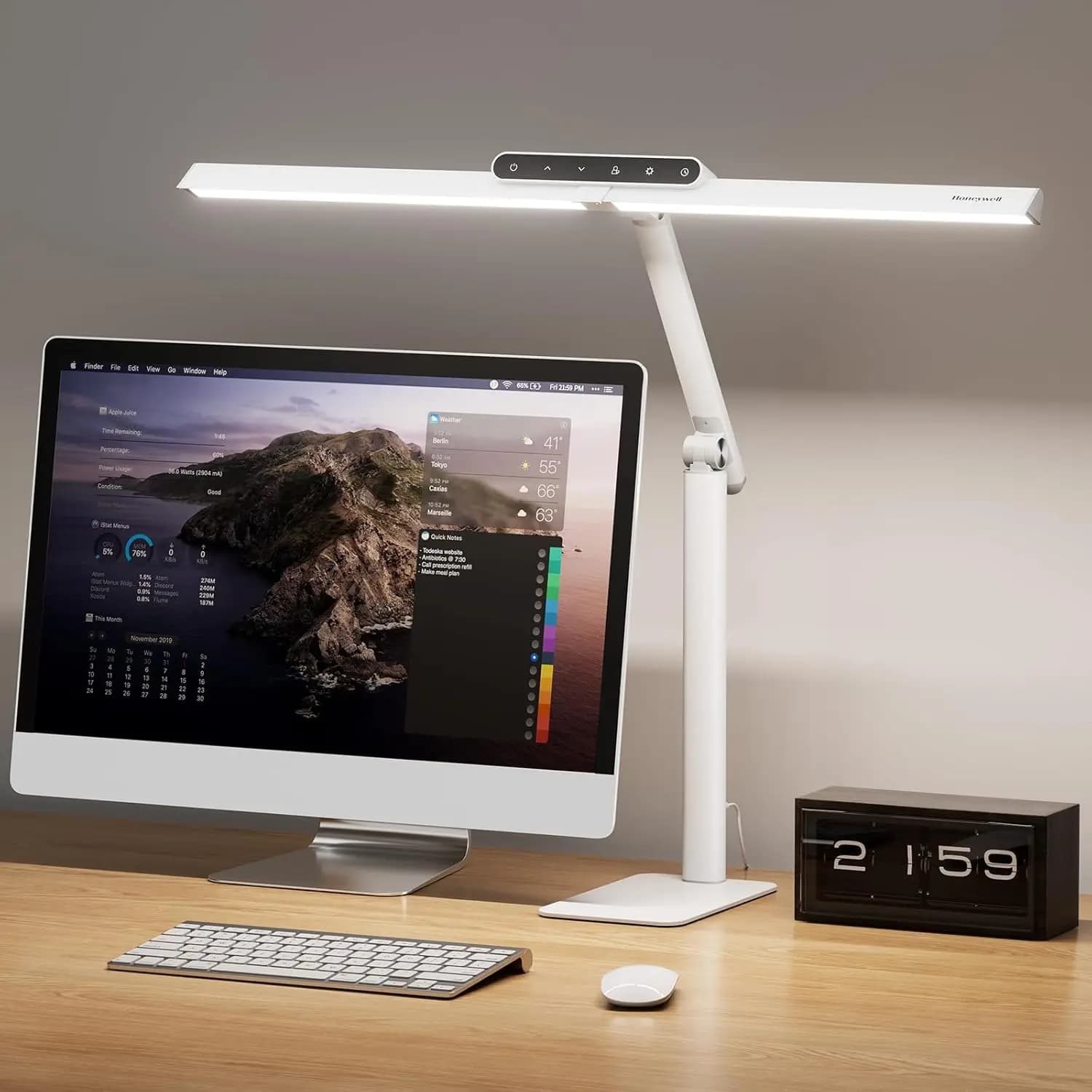 Lampada da scrivania a LED Eye-Caring da 1200LM con 4 modalità colore, attenuazione continua e timer per l'home office
