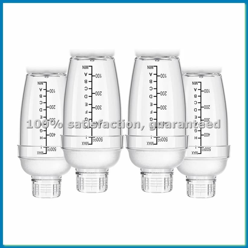 Set di 4 Shaker per Cocktail in Plastica, Mixer Manuale con Scala Graduata e Filtro, Bicchiere Shaker Trasparente con Misurazioni - FABY