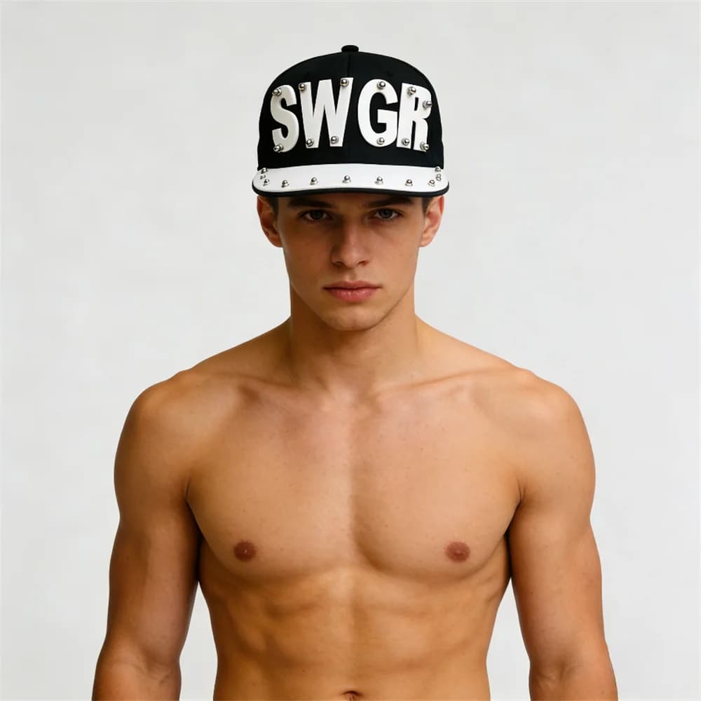 Cappello Hip-Hop a Tesa Piatta con Decorazione a Lettere, Stile Street Fashion Europeo e Americano, per Festival, Riunioni, Spettacoli e Feste