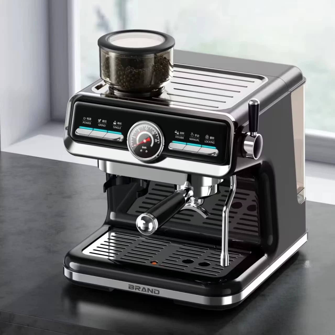 Sistema di Acqua Calda in Acciaio Inossidabile - Disponibile con Spina Tipo UE/USA, Macchina per Espresso Automatica Commerciale per Casa e Hotel