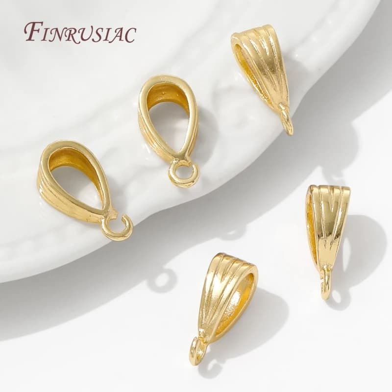 5/10 sides plated 18k gold for pendant, support for pearl necklace pendant, bail connector for jewelry creation, diy accessories