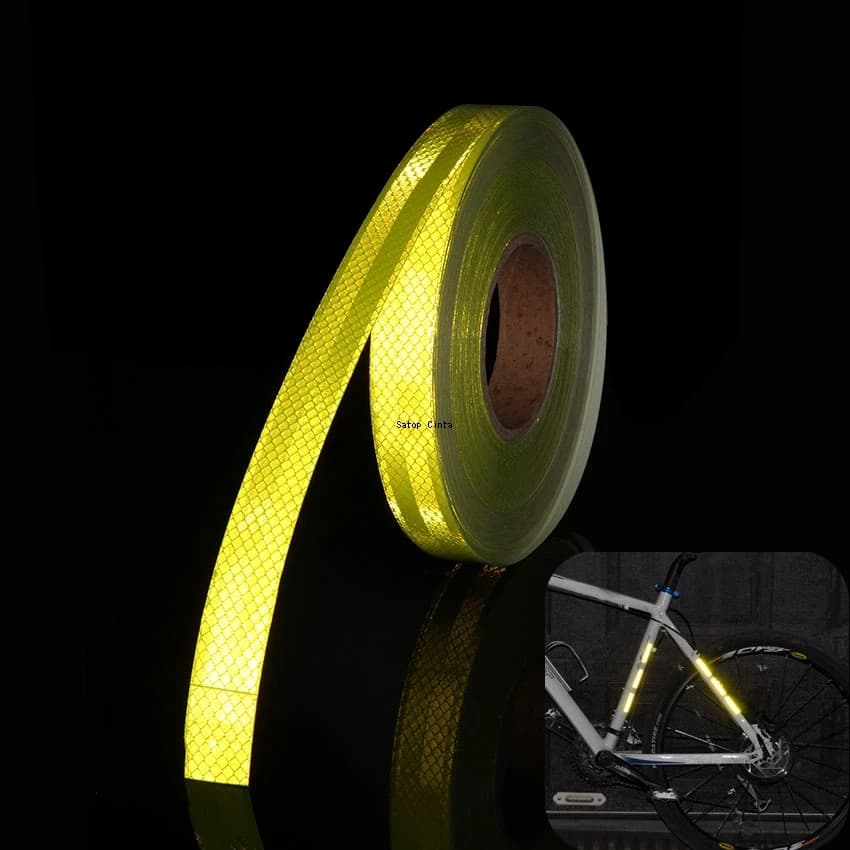 25mm * 5m fluorescent PET reflective tape bicycle reflectors waterproof self-adhesive strip sticker for motorcycle auto helmet bike