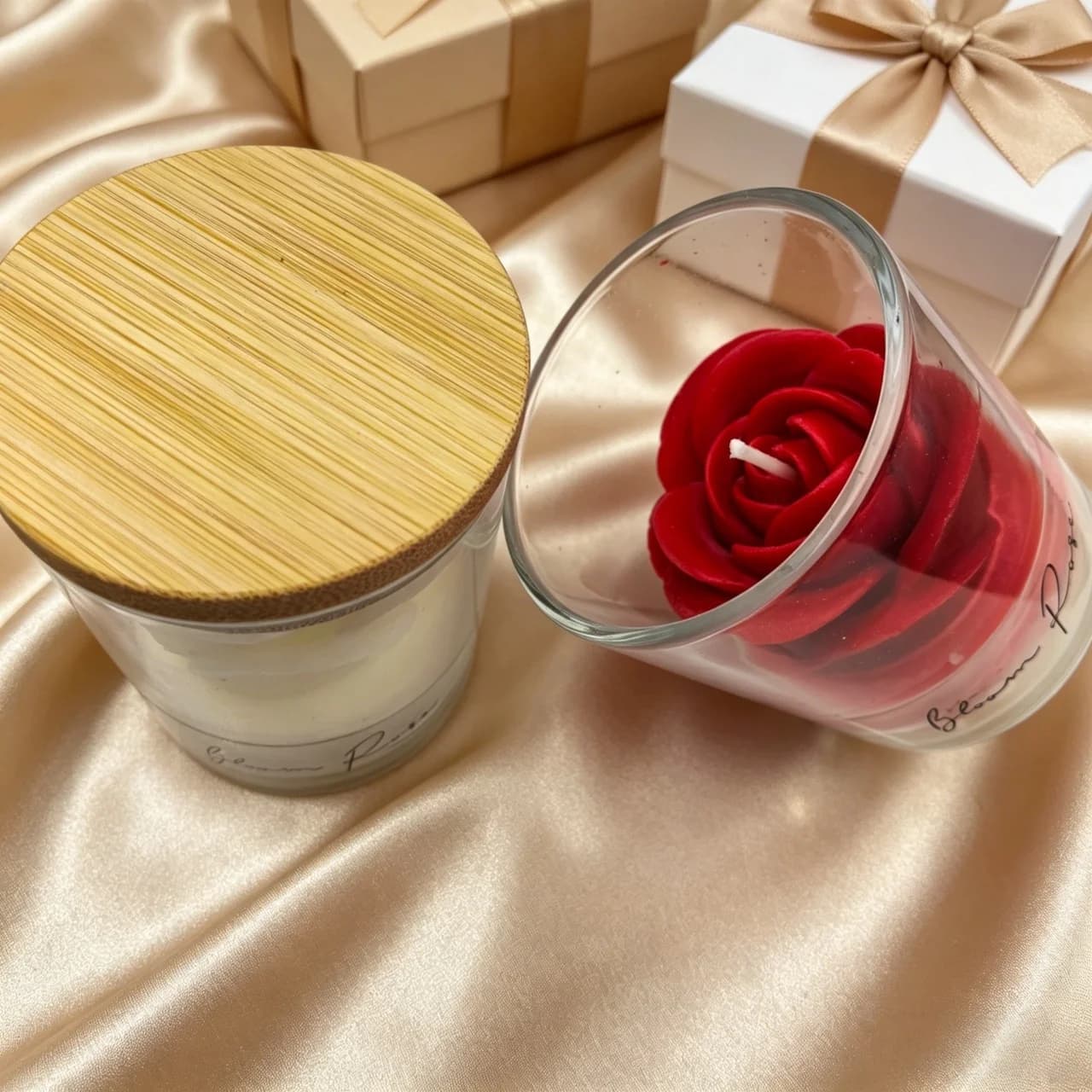 Candela a forma di rosa, atmosfera romantica, decorazione, candela per aromaterapia, compleanno. Regali per la casa. Il profumo cura l'umore.
